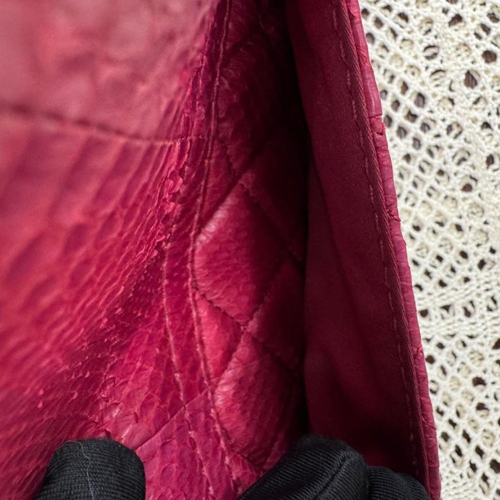 Chanel Red Python Quilted Classic Shoulder Bag - Picture 8 of 16